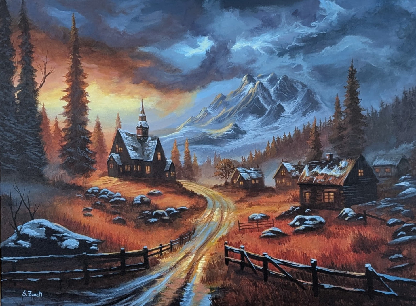 'Old Town Sunset' 18x24